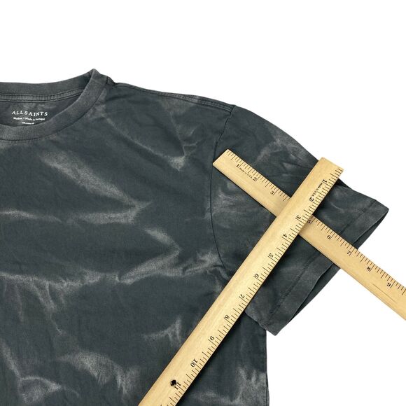 Allsaints Shirt Mens Medium Relaxed Fit Dark Gray Acid Wash Short Sleeve Casual - Picture 4 of 13